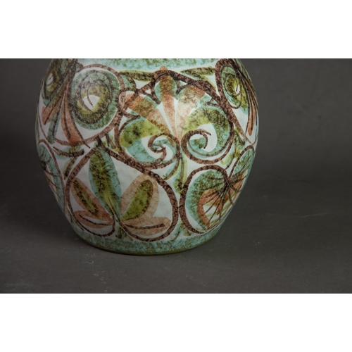 31 - GLYN COLLEDGE FOR BOURNE DENBY POTTERY, HAND PAINTED VASE, of swollen form, decorated in muted tones... 