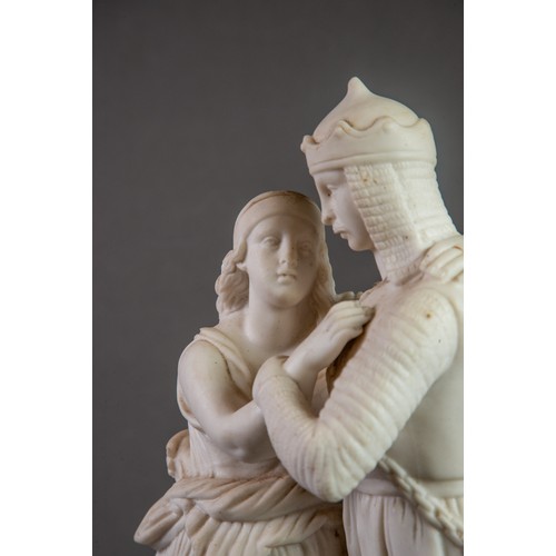 150 - LATE 19TH CENTURY PARIAN GROUP  DEPICTING KING ARTHUR AND GUINEVERE standing embracing each other, o... 