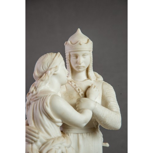 150 - LATE 19TH CENTURY PARIAN GROUP  DEPICTING KING ARTHUR AND GUINEVERE standing embracing each other, o... 