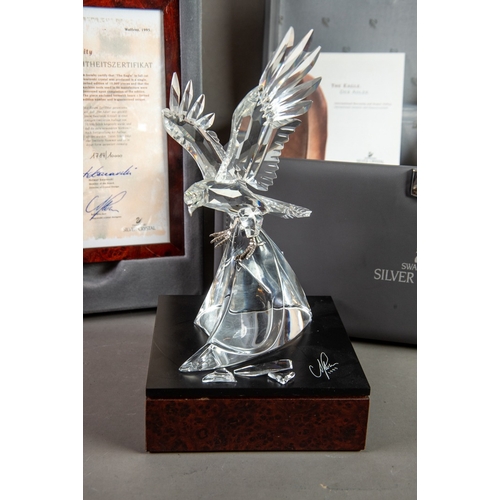 182 - SWAROVSKI, SILVER SWAROVSKI, ‘THE EAGLE’ LIMITED EDITION STERLING SILVER MOUNTED GLASS MODEL BY ADI ... 