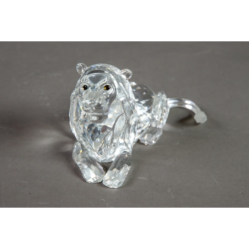 183 - BOXED SWAROVSKI, ANNUAL EDITION 1995 ‘INSPIRATION AFRICA’ GLASS MODEL OF A RECUMBENT LION, 5” (12.8c... 