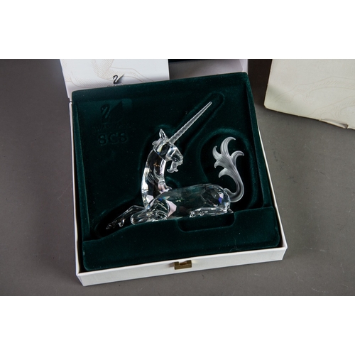 186 - BOXED SWAROVSKI, ANNUAL EDITION 1996 ‘FABULOIUS CREATURES’- THE UNICORN, GLASS MODEL, with certifica... 