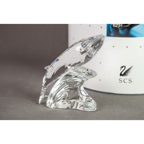 187 - BOXED SWAROVSKI ANNUAL EDITION 1992 ‘CARE FOR ME’- THE WHALES, GLASS ANIMAL GROUP, with certificate,... 