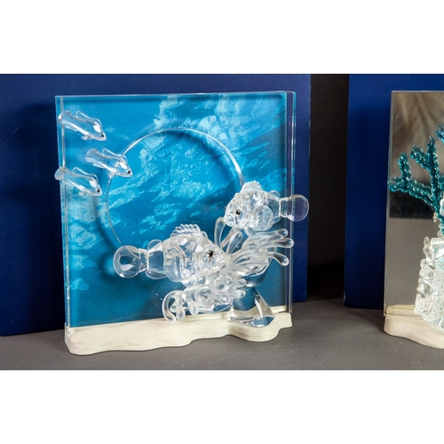 194 - THREE BOXED SWAROVSKI ‘WONDERS OF THE SEA’ GLASS ANIMAL MODELS, ‘HARMONY’, ETRNITY’ and ‘COMMUNITY’,... 