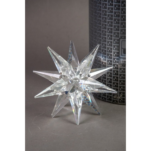 198 - BOXED SWAROVSKI ‘SILVER SWAROVSKI’ GLASS STAR PATTERN CANDLE HOLDER, 4 ½” (11.4cm) diameter