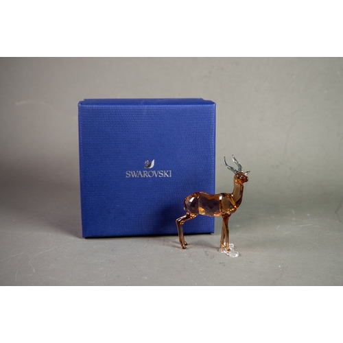 199 - BOXED SVAROWSKI COLOURED AND CLEAR GLASS MODEL OF A GAZELLE, (5301551), with certificate, 4” (10.2cm... 