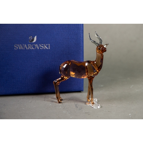 199 - BOXED SVAROWSKI COLOURED AND CLEAR GLASS MODEL OF A GAZELLE, (5301551), with certificate, 4” (10.2cm... 