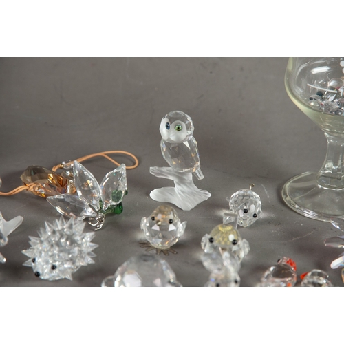 208 - THIRTY FIVE SWAROVSKI MINIATURE GLASS MODELS OF ANIMALS, including: HEDGEHOG, RABBIT, SQUIRREL, TURT... 