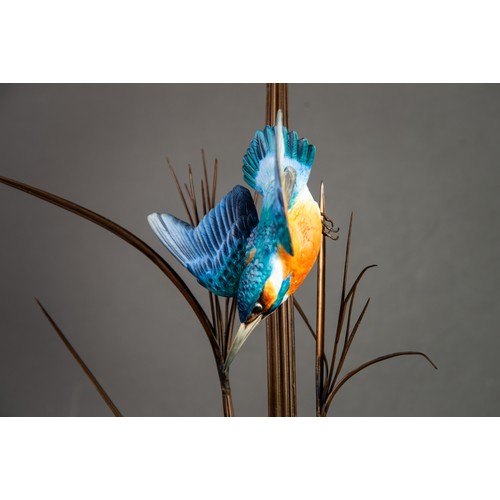 118 - ALBANY FINE BONE CHINA LIMITED EDITION ‘KINGFISHER’ BRONZE, GLASS AND CHINA MODEL BY DAVID BURNHAM-S... 