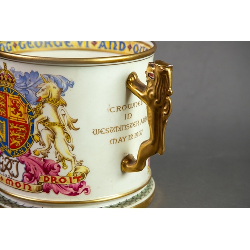 151 - PARAGON CHINA GEORGE VI ROYAL COMMEMORTIVE LIMITED EDITION TWO HANDLED CHINA LARGE LOVING CUP, 1937,... 