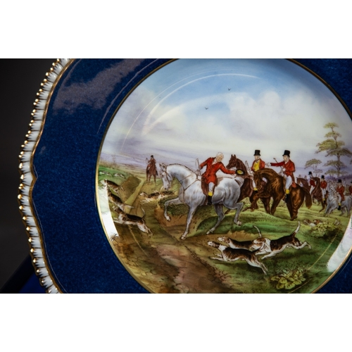 158 - SET OF THREE SPODE CHINA WALL PLATES, Hunting Scenes, after JF Herring from an 1850 design, 10 1/2in... 