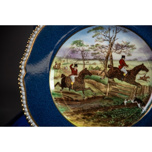 158 - SET OF THREE SPODE CHINA WALL PLATES, Hunting Scenes, after JF Herring from an 1850 design, 10 1/2in... 