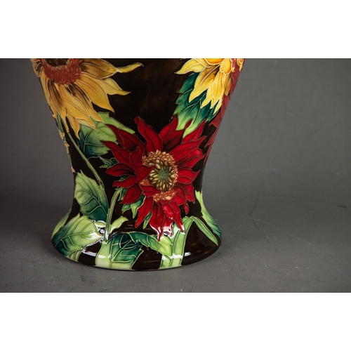 50 - MODERN 'OLD TUPTON WARE' INVERTED BALUSTER SHAPE VASE, TUBE LINED and colourfully enamelled with DAH... 