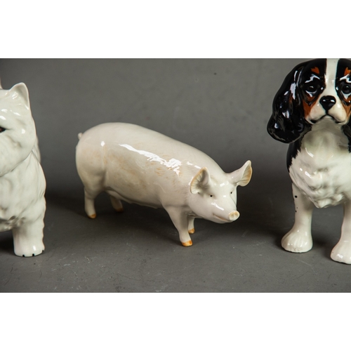 64 - BESWICK 'CHAMPION WALL QUEEN' PIG, together with a BESWICK 'KING CHARLES SPANIEL', a BESWICK 'WEST H... 