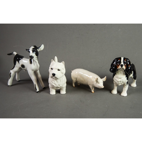 64 - BESWICK 'CHAMPION WALL QUEEN' PIG, together with a BESWICK 'KING CHARLES SPANIEL', a BESWICK 'WEST H... 