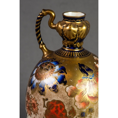 71 - LATE VICTORIAN ROYAL CROWN DERBY PORCELAIN JUG, the OVOID BODY ENAMELLED & GILT IN 'IMARI' PALET... 