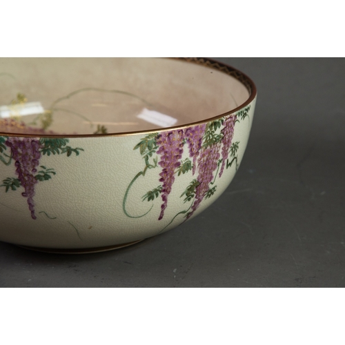 164 - EARLY TWENTIETH CENTURY JAPANESE AWATA FAYENCE BOWL, the interior and exterior enamelled and gilt wi... 