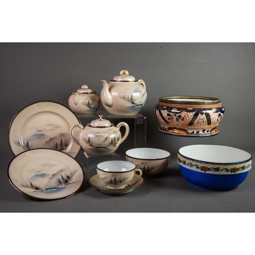 166 - EARLY TWENTIETH CENTURY JAPANESE EGGSHELL 40 PIECE TEA SERVICE, in addition an EDWARDIAN STAFFORDSHI... 