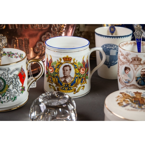 115 - SELECTION OF QUEEN VICTORIA AND LATER ROYAL COMMEMORATIVE CERAMICS, including: GEORGE VI & ELIZA... 