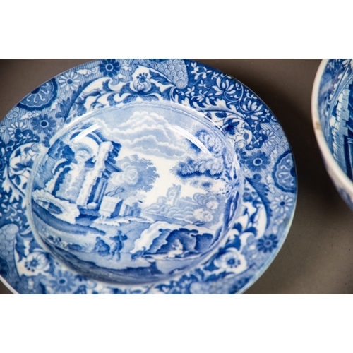 117 - SEVEN PIECES OF SPODE ITALIAN PATTERN BLUE AND WHITE POTTERY DINNER WARES, comprising: SERVING DISH,... 