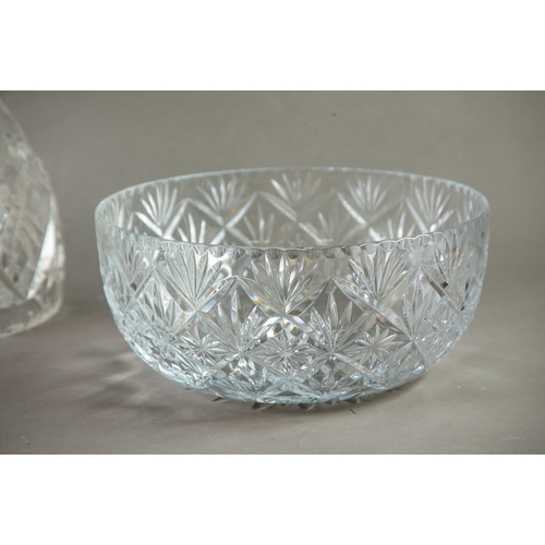 246 - HEAVY CUT GLASS TWO PIECE PEDESTAL PUNCH BOWL, 15” (38cm) high, 12” (30.5cm) diameter, separating to... 