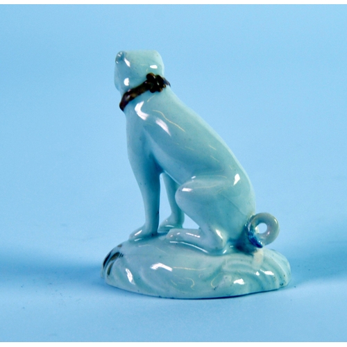 92 - NINETEENTH CENTURY DERBY PORCELAIN MODEL OF A SEATED PUG, heightened in gilt and raised on an oval, ... 