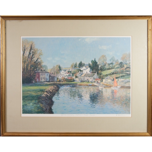 130 - BOB RICHARDSON ARTIST SIGNED LIMITED EDITION COLOUR PRINT Spring Morning, Batson's Creek, Devon Sign... 