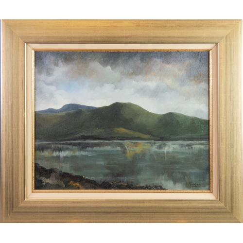 166 - A SPREAFICO (TWENTIETH/ TWENTY FIRST CENTURY) OIL ON CANVAS‘N. Wales’, Lake scene with hills in the ... 