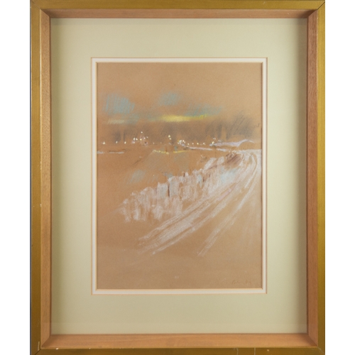 133 - HAROLD RILEY (1934-2023) PASTEL DRAWING ON BUFF PAPER Sketch of the Manchester Ship Canal Signed &am... 