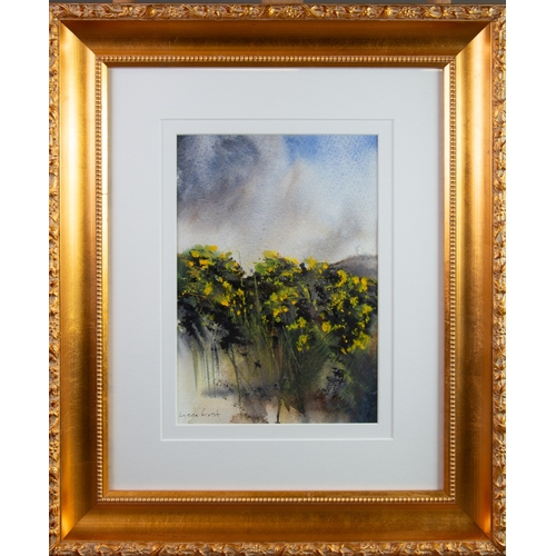 34 - LYNNE FROST (Contemporary) MIXED MEDIA 'Summer Gorse' Signed lower left, titled on artist's label ve... 