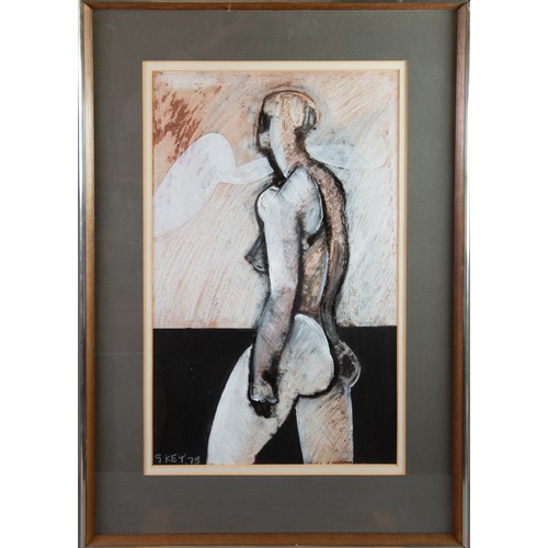 77 - GEOFFREY KEY (1941) MIXED MEDIA ON PAPER‘Woman & Clouds’ Signed and dated (19)78, titled to labe... 