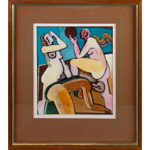 79 - GEOFFREY KEY (1941) MIXED MEDIA Three Naked FiguresSigned and dated (19)828” x 6 ½” (20.3cm x 16.5cm... 