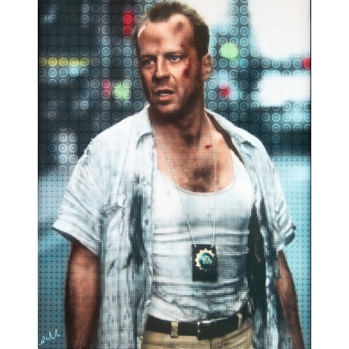 211 - NICK HOLDSWORTH (MODERN)MIXED DIGITAL MEDIA ON BOARD‘John McClane’ Signed, titled to gallery label v... 