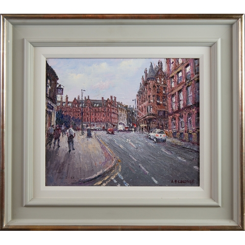 35 - REG GARDNER (1948) OIL ON CANVAS‘Princess Street - Towards Whitworth Street, Manchester’Signed, titl... 