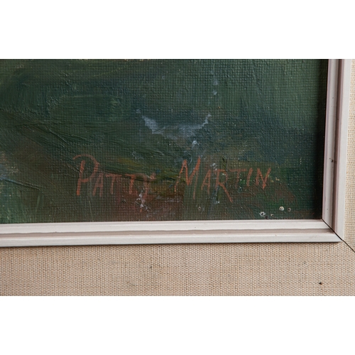 90 - PATTY MARTIN (TWENTIETH CENTURY) OIL ON BOARD‘Summer Apple Trees’ Signed, titled to label verso17” x... 