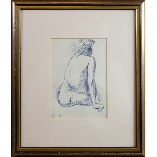 82 - EMMANUEL LEVY (1900-1986) PEN AND INK Female nude study from the rearSigned lower right6 ½” x 4 ½” (... 