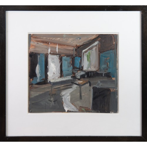 28 - RICHARD FITTON (1990) OIL PAINTING ON ALUMINIUM Interior of an old hospital Signed, titled and dated... 