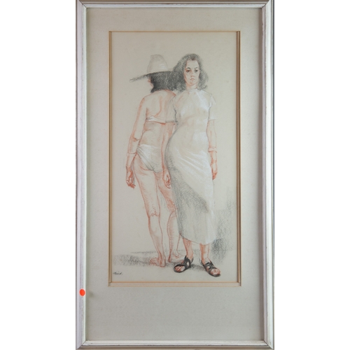 8 - H BIRD (20th century) GRAPHITE AND CRAYON ON PAPERStudy of two female models, one facing wearing a w... 