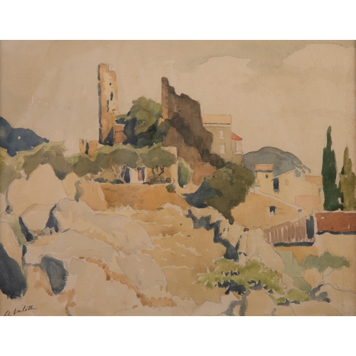 182 - PIERRE ADOLPHE VALETTE (1876-1942)GRAPHITE AND WATERCOLOUR ON WOVE PAPER ‘Chateau en ruines de Beaum... 