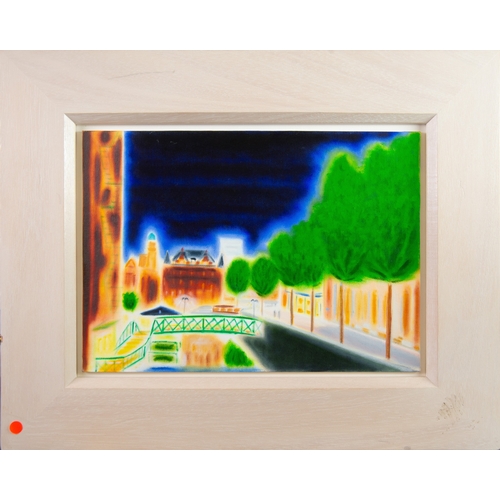 99 - MARTIN MURRAY (20th/21st century) OIL ON ARTIST’S BOARD Nocturne ‘Canal Street’ Signed and titled ve... 