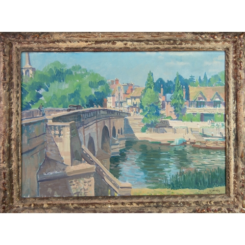 58 - NORMAN THOMAS JANES RWS RE RSMA (1892-1980) OIL ON CANVAS'Henley Bridge’, signed lower right, Jamesa... 