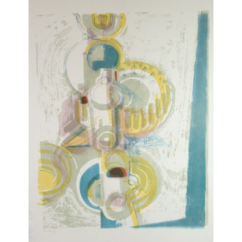 64 - NORMAN C JAQUES (1926-2014) JUNE 1960's ABSTRACT ORIGINAL COLOURED LITHOGRAPHS 'Double Change' Signe... 