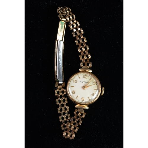 7 - LADY'S ROTARY GOLD-PLATED WRIST WATCH with mechanical movement, circular arabic dial, gold-plated ga... 