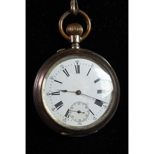 9 - CONTINENTAL SILVER COLOURED METAL (800 STANDARD) OPEN-FACED POCKET WATCH with keyless Breguet 15 rub... 