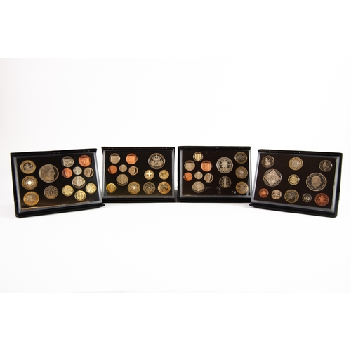 81 - FOUR ROYAL MINT DELUXE UNITED KINGDOM PROOF COIN SETS, for years 2008, 2009, 2010 and 2011, each enc... 