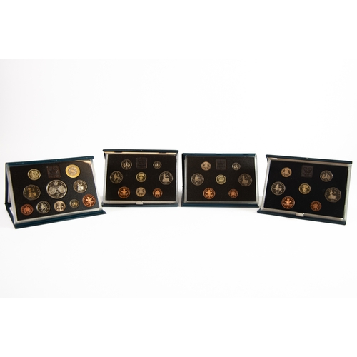 78 - FOUR ROYAL MINT UNITED KINGDOM PROOF COIN SETS, for years 1985, (lacks certificate), 1990 and 1991 (... 