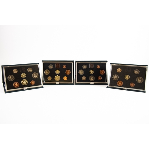 79 - FOUR ROYAL MINT UNITED KINGDOM PROOF COIN SETS, for years 1983, 1985, 1986 and 1988, each set encaps... 