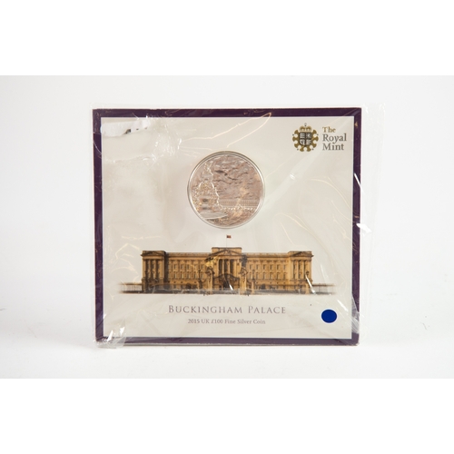 85 - ROYAL MINT, BRILLIANT UNCIRCULATED SILVER BUCKINGHAM PALACE 2015 £100 COIN, 62.86gms, enclosed in th... 