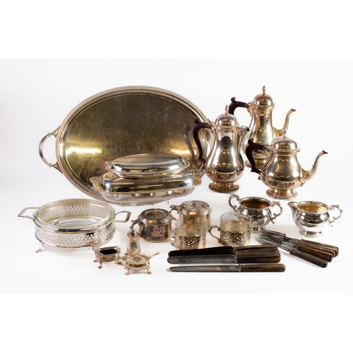 510 - FIVE PIECE GEORGIAN STYLE ELECTROPLATED TEA AND COFFEE SET BY BARKER ELLIS, with beaded borders, tog... 