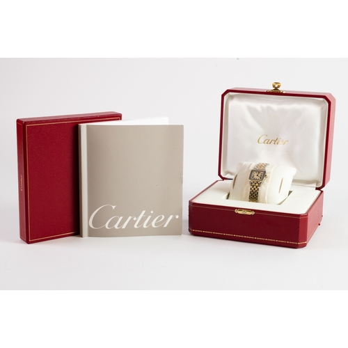 26 - LADY'S CARTIER SANTOS DEMOISELLE WRISTWATCH with quartz movement, silvered square roman dial, in sta... 